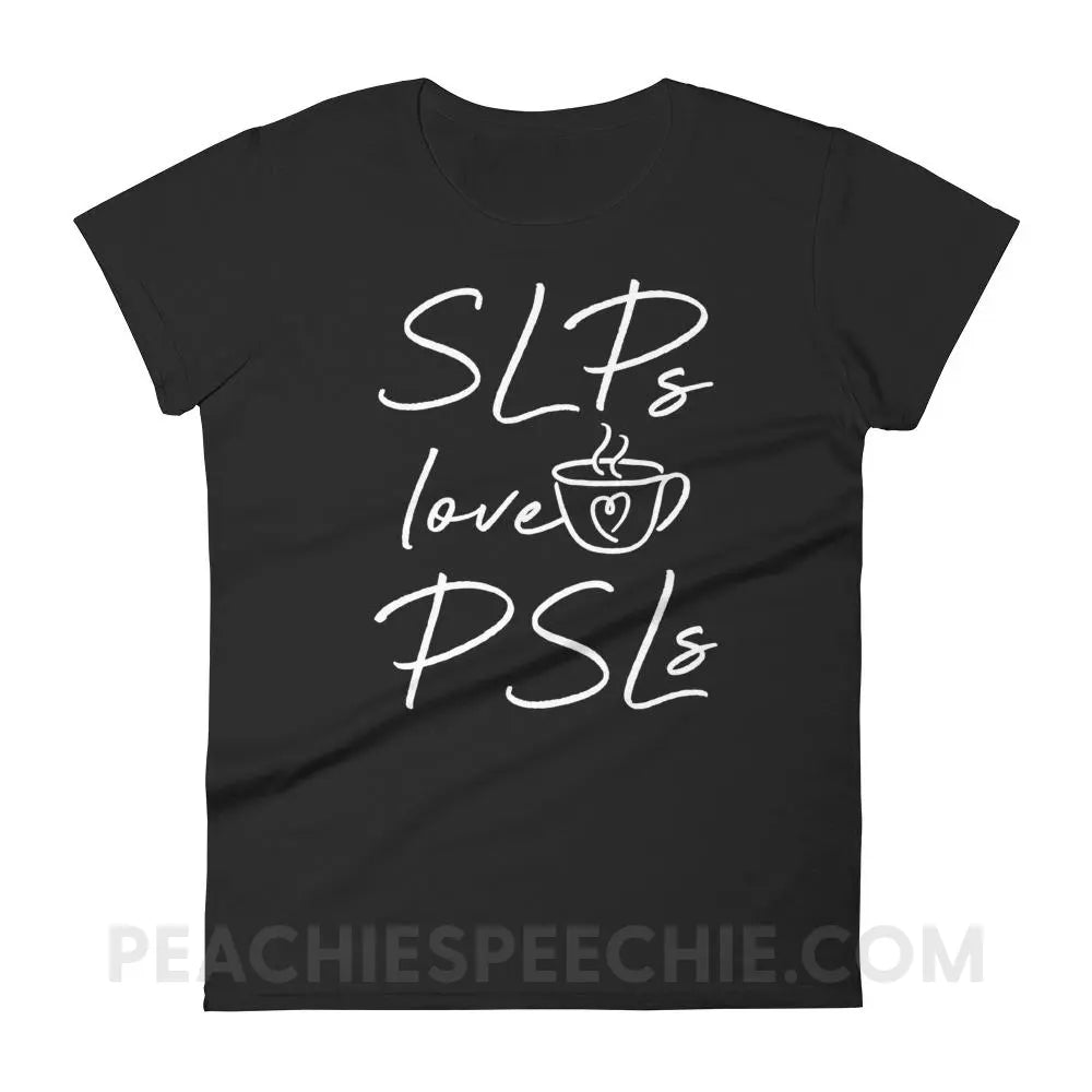 SLPs Love PSLs Women’s Trendy Tee - Black / S - Shirts & Tops peachiespeechie.com