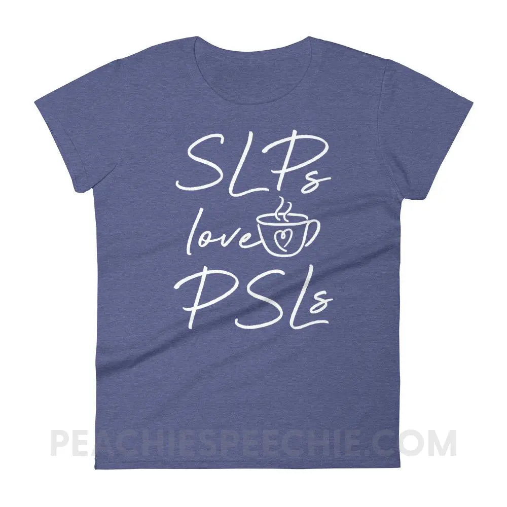 SLPs Love PSLs Women’s Trendy Tee - Heather Blue / S - Shirts & Tops peachiespeechie.com