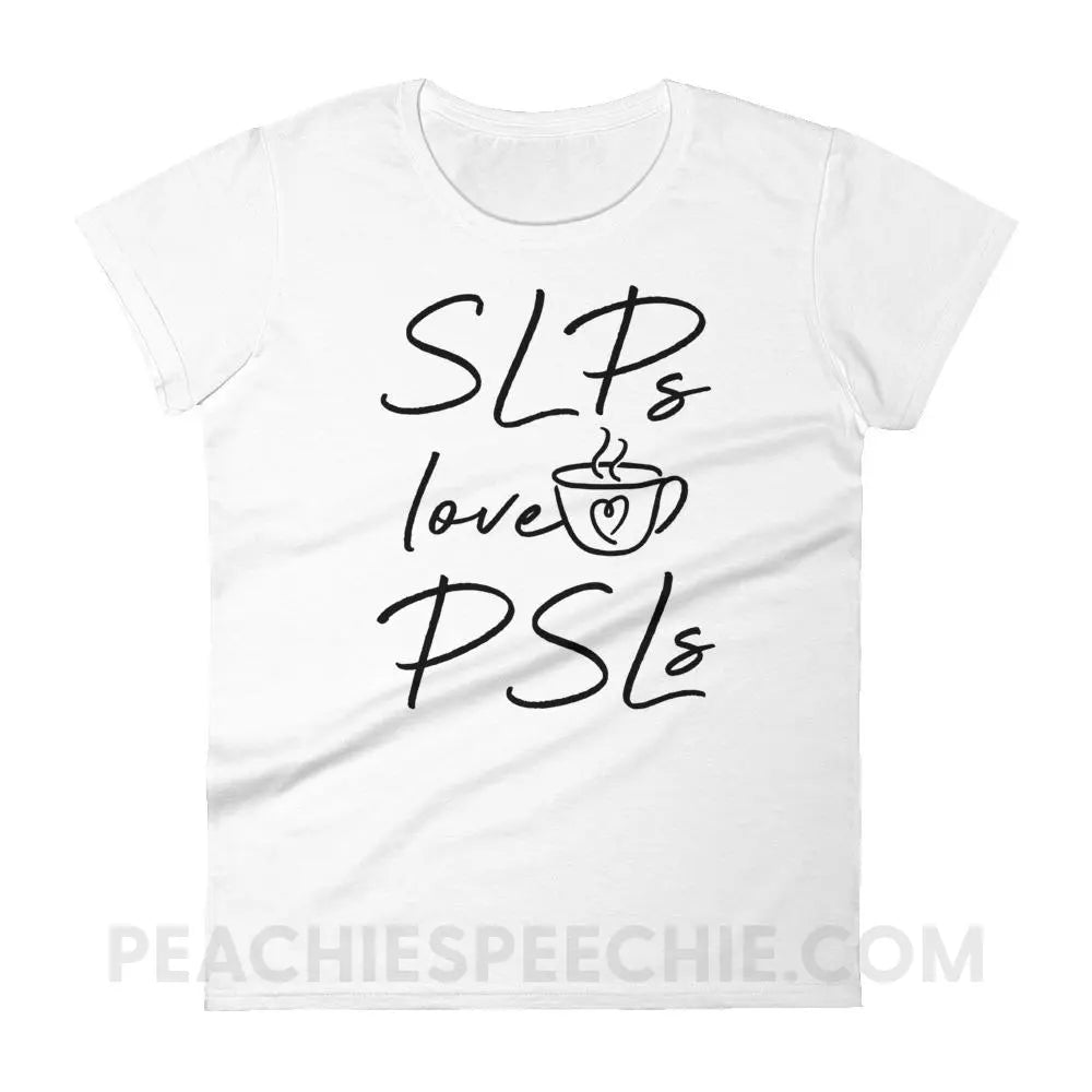 SLPs Love PSLs Women’s Trendy Tee - White / S - Shirts & Tops peachiespeechie.com