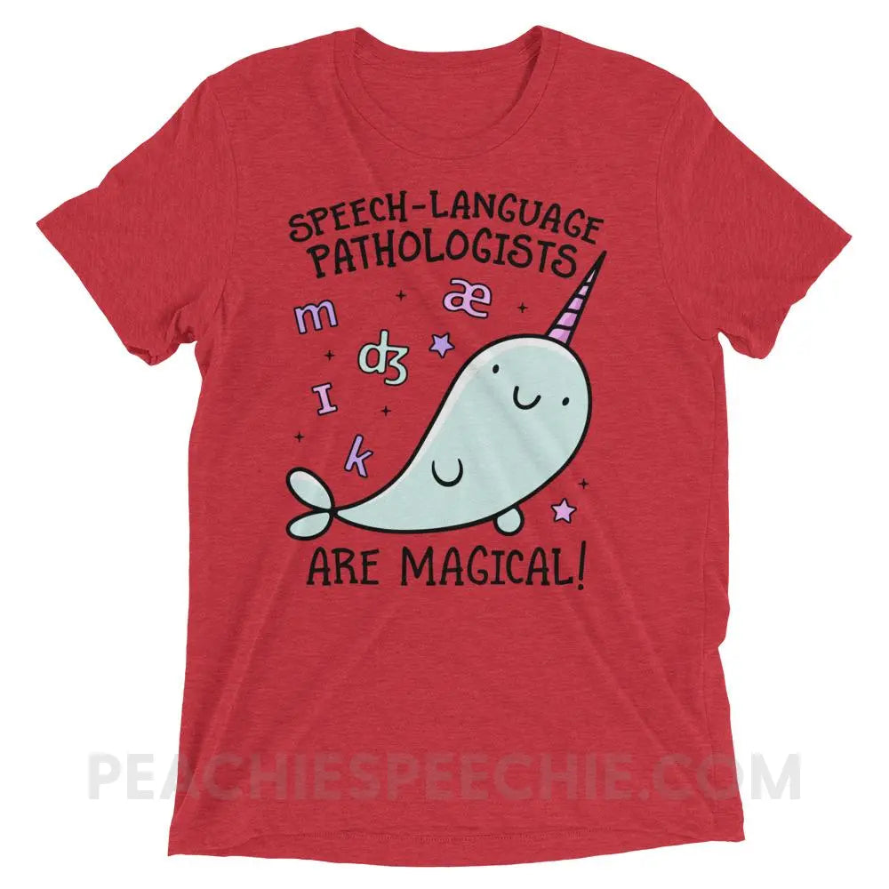 SLPs Are Magical Tri-Blend Tee - Red Triblend / XS - T-Shirts & Tops peachiespeechie.com