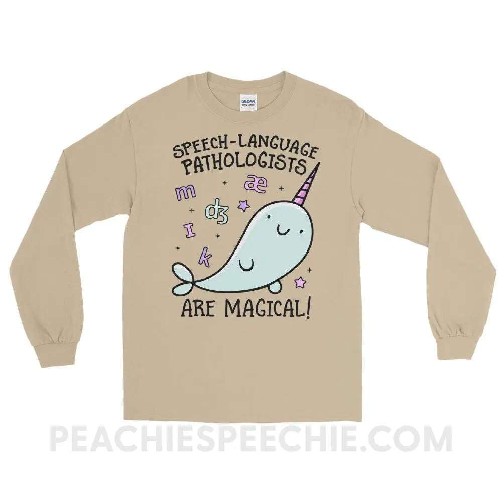 SLPs Are Magical Long Sleeve Tee - Sand / S - T-Shirts & Tops peachiespeechie.com