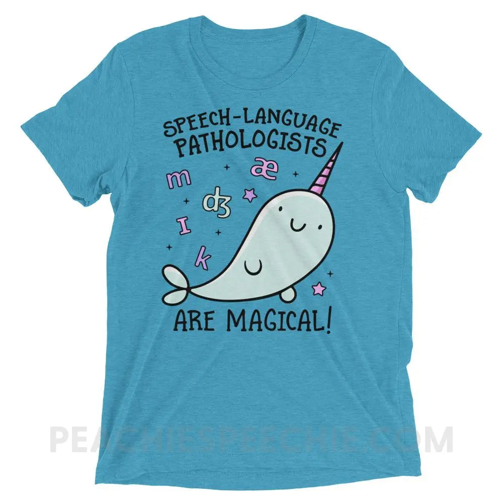 SLPs Are Magical Tri-Blend Tee - Aqua Triblend / XS - T-Shirts & Tops peachiespeechie.com