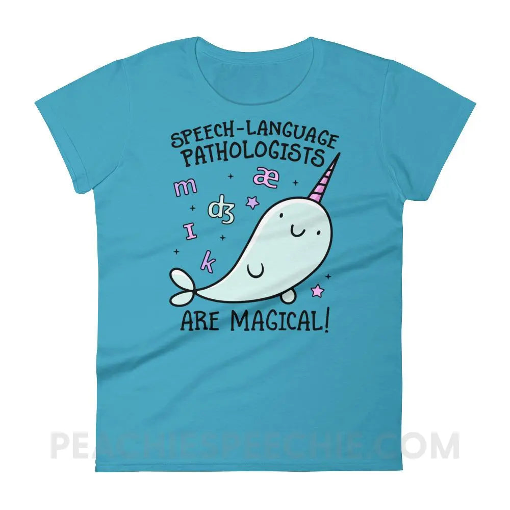 SLPs Are Magical Women’s Trendy Tee - Caribbean Blue / S - T-Shirts & Tops peachiespeechie.com