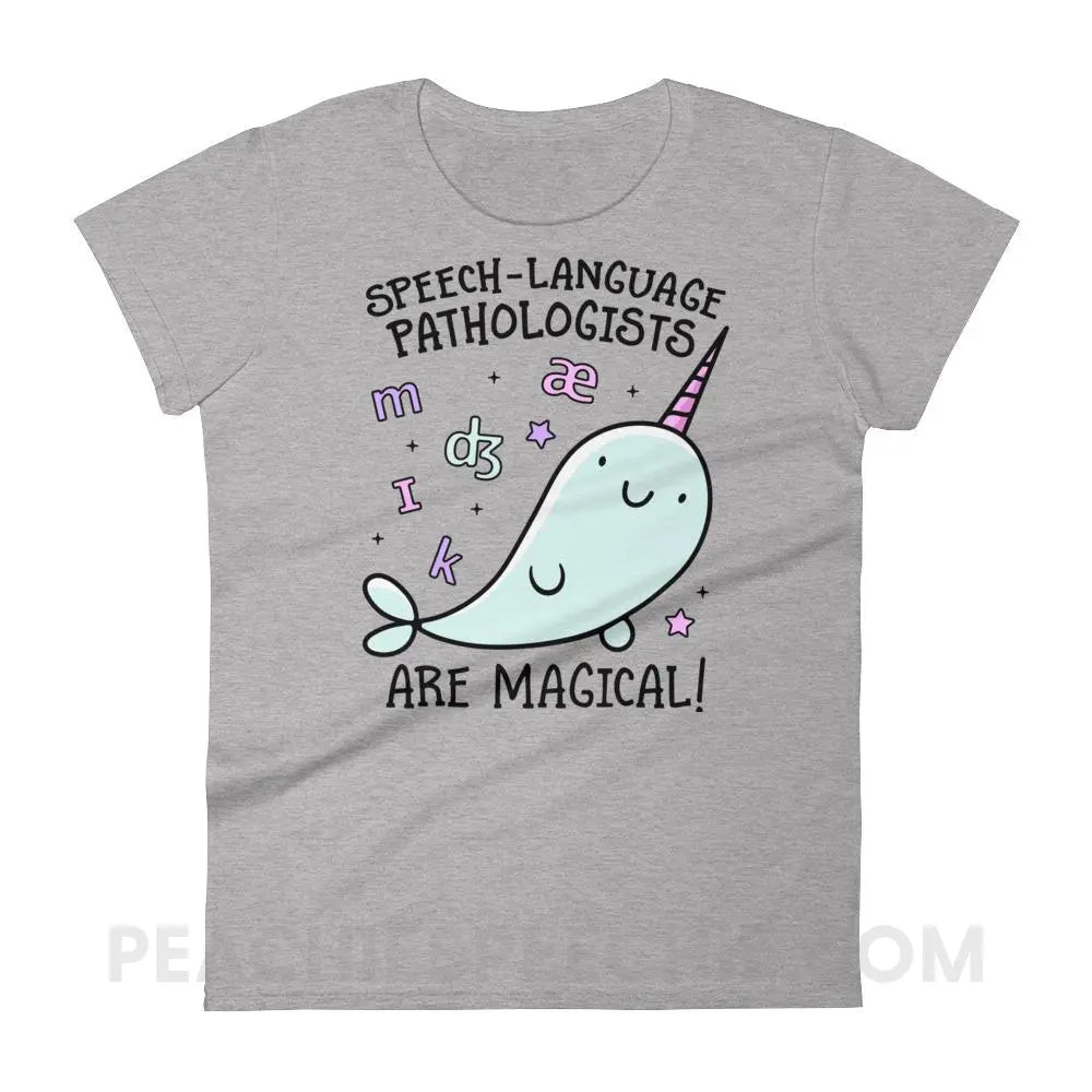 SLPs Are Magical Women’s Trendy Tee - Heather Grey / S - T-Shirts & Tops peachiespeechie.com