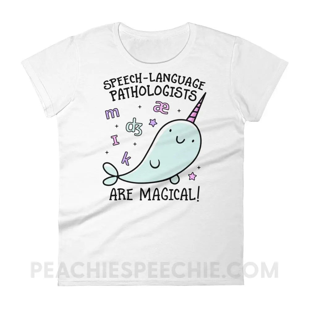 SLPs Are Magical Women’s Trendy Tee - White / S - T-Shirts & Tops peachiespeechie.com