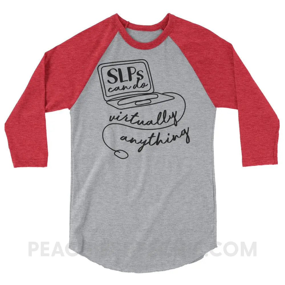 SLPs Can Do Virtually Anything Baseball Tee - Heather Grey/Heather Red / XS T-Shirts & Tops peachiespeechie.com