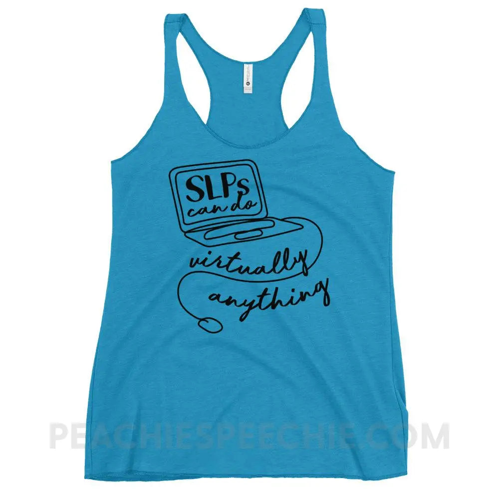 SLPs Can Do Virtually Anything Tri-Blend Racerback - Vintage Turquoise / XS - Tank Tops peachiespeechie.com