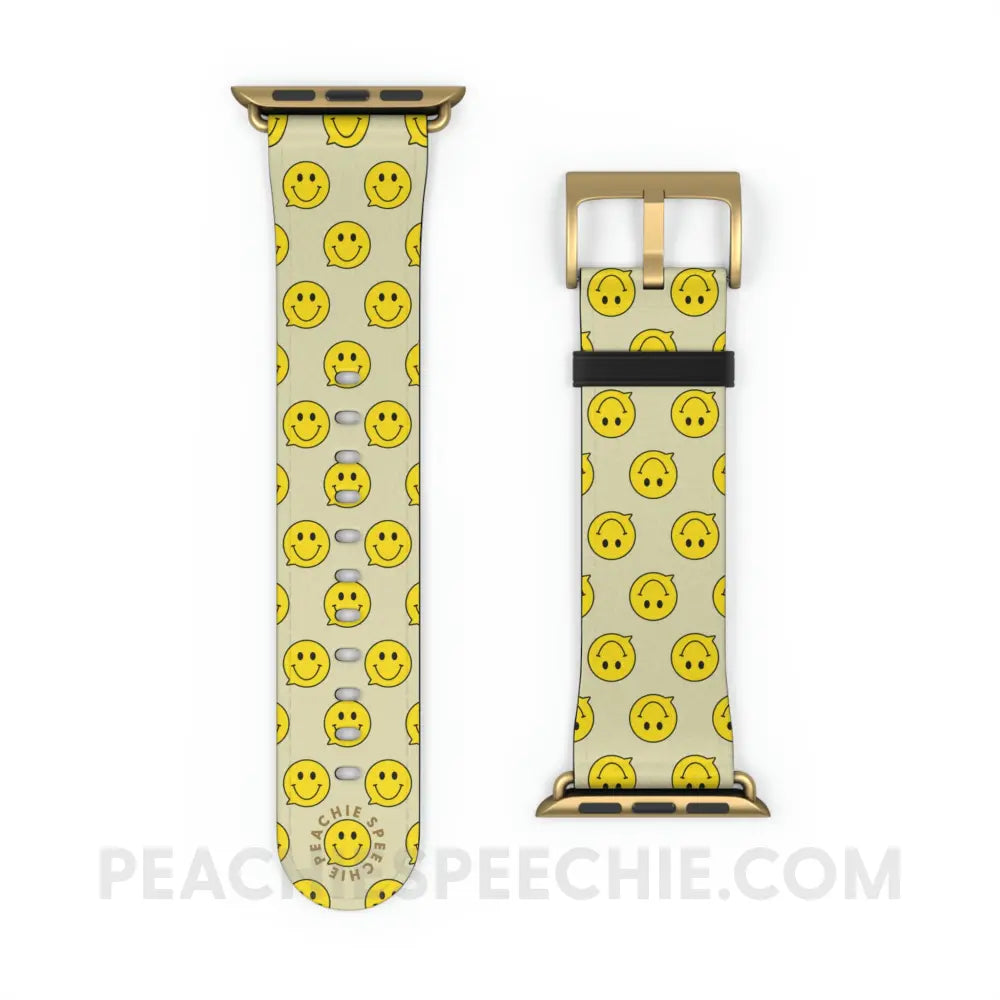 Smiley Face Speech Bubble Apple Watch Band - Gold Matte / 42 - 45 mm - Accessories peachiespeechie.com