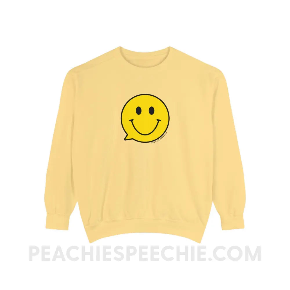 Smiley Face Speech Bubble Comfort Colors Crewneck - Butter / S - Sweatshirt peachiespeechie.com