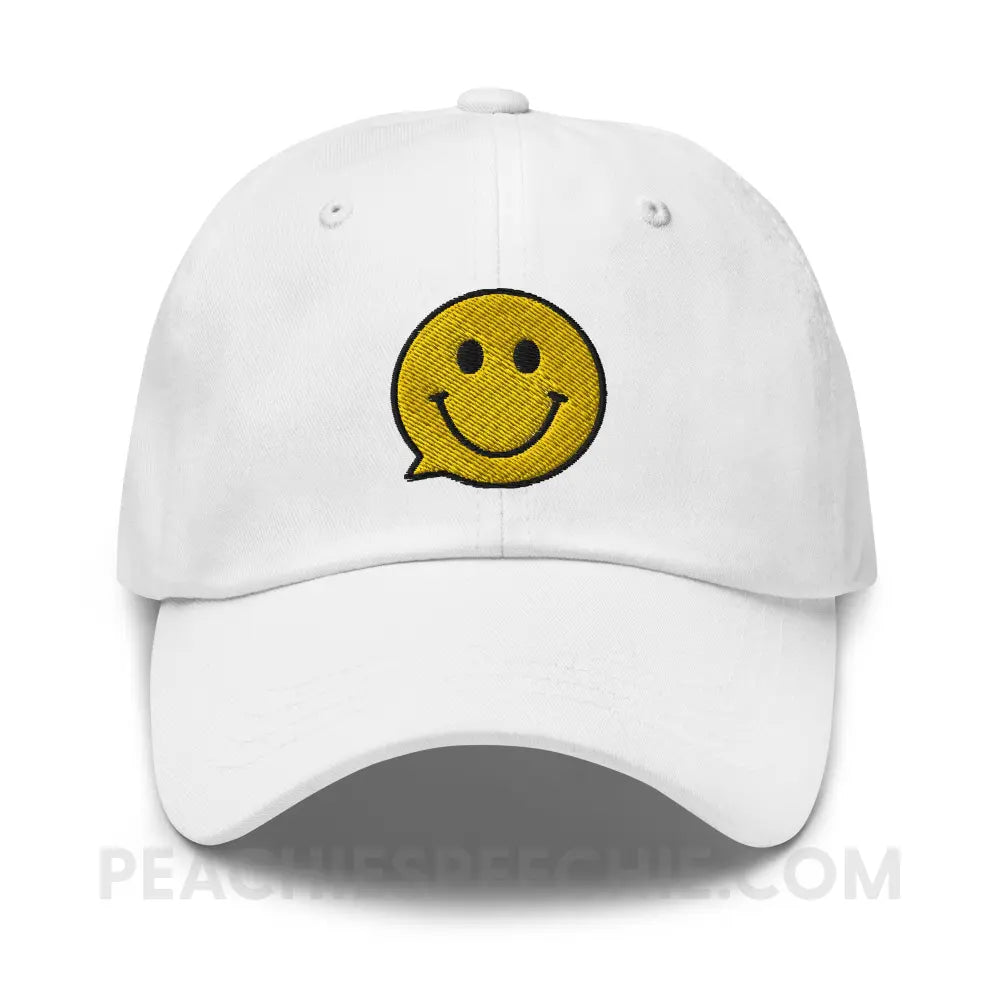 Smiley Face Speech Bubble Relaxed Hat - peachiespeechie.com