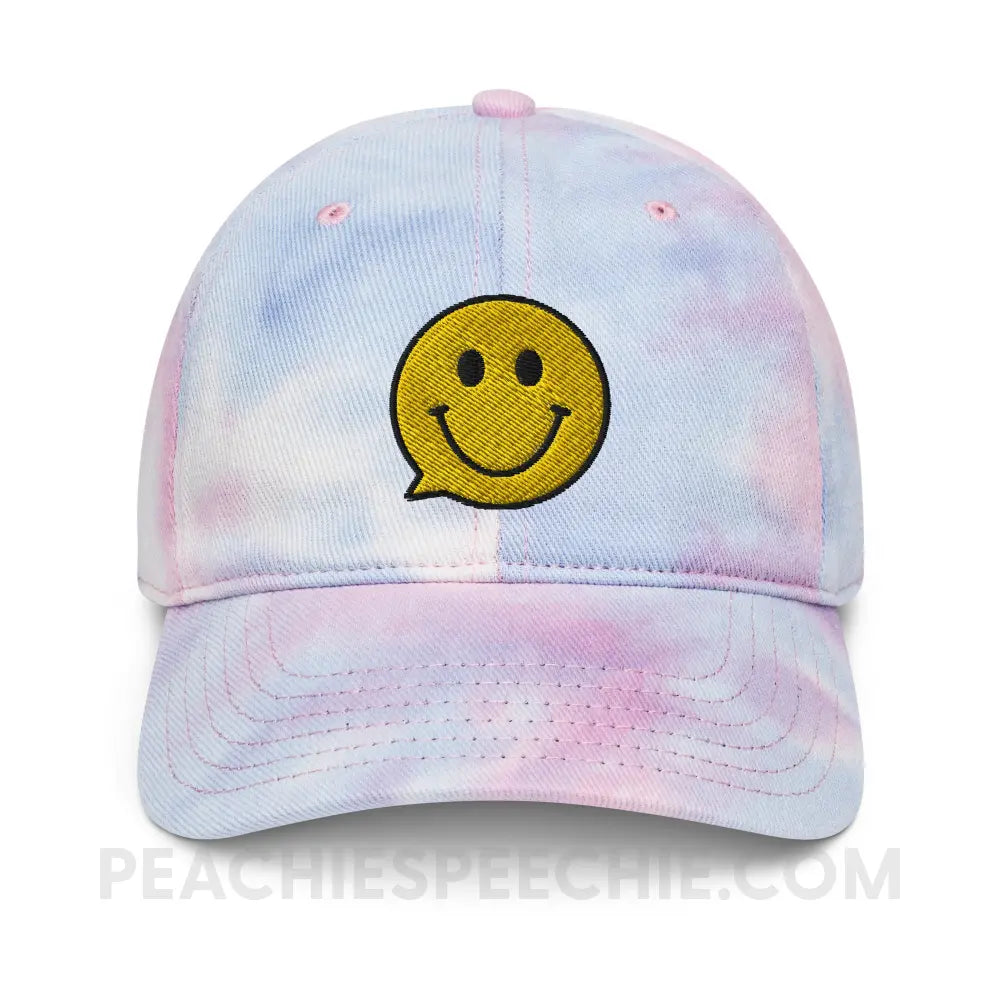 Smiley Face Speech Bubble Tie Dye Relaxed Hat - peachiespeechie.com