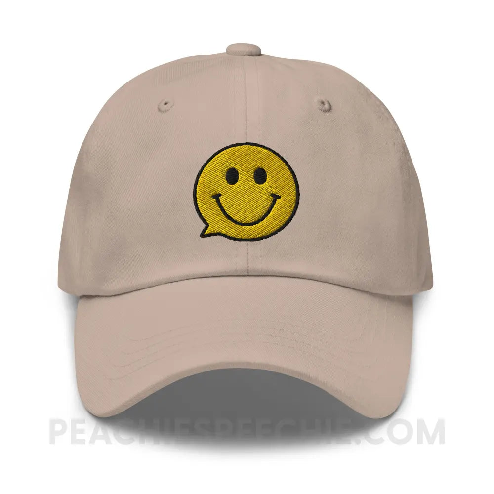 Smiley Face Speech Bubble Relaxed Hat - Stone - peachiespeechie.com