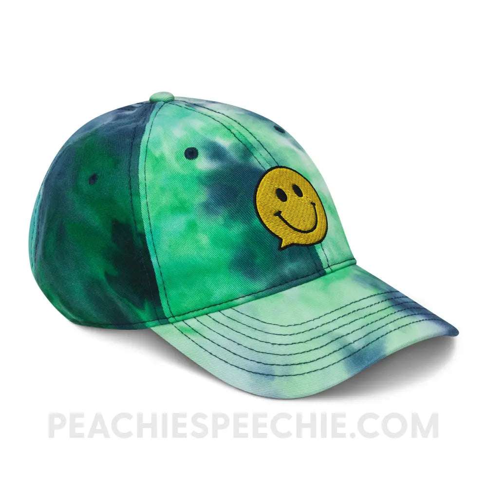 Smiley Face Speech Bubble Tie Dye Relaxed Hat - peachiespeechie.com