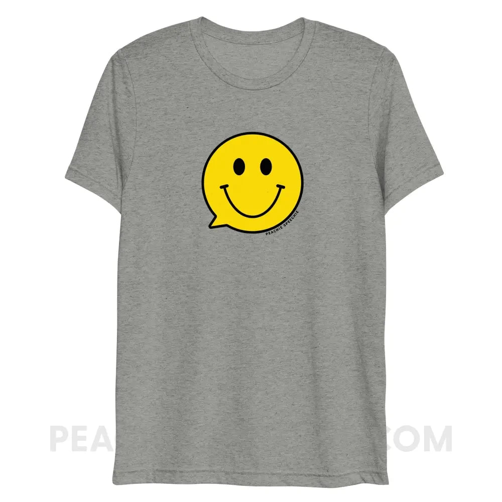 Smiley Face Speech Bubble Tri-Blend Tee - Athletic Grey Triblend / XS - peachiespeechie.com