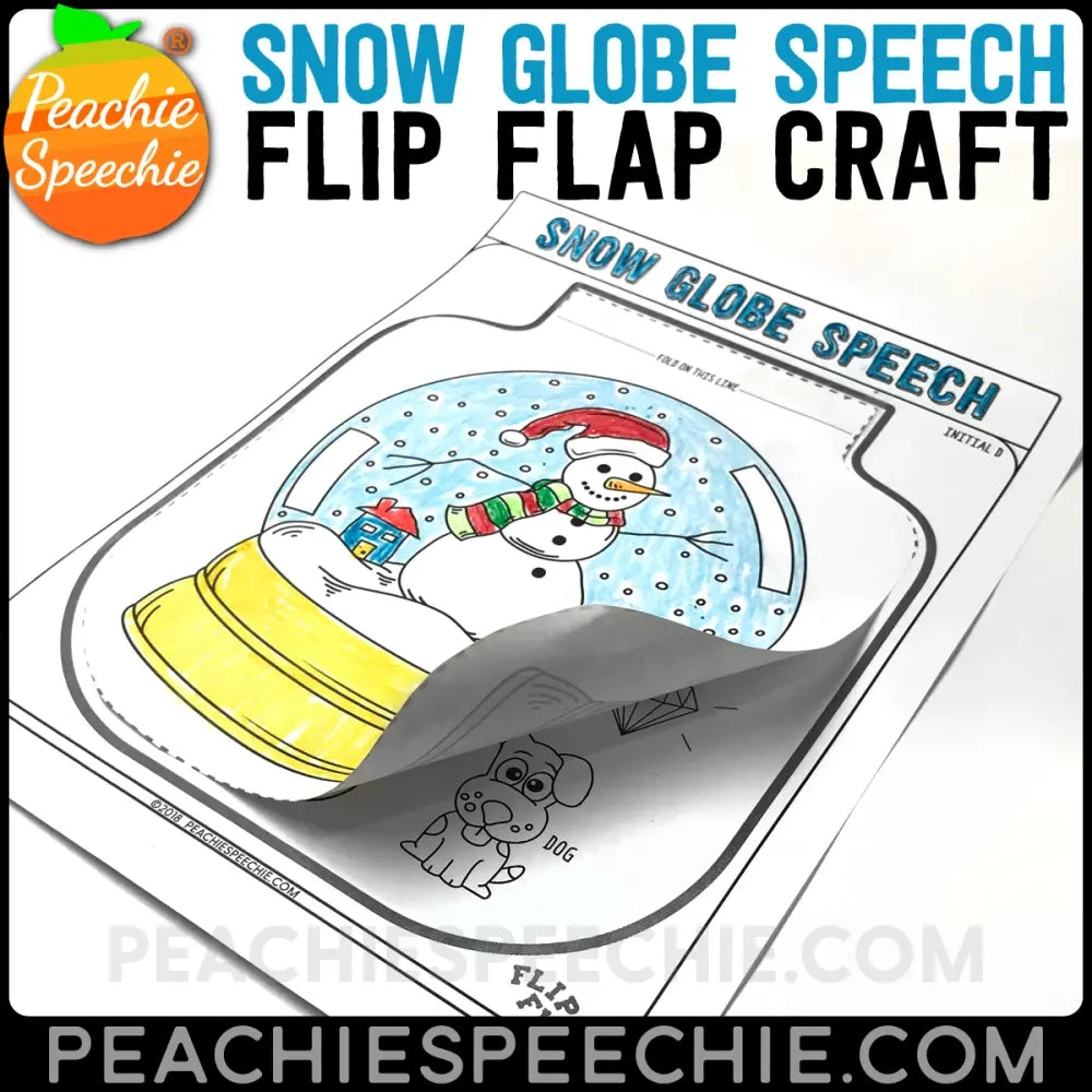Snow Globe Speech and Language Flip Flap Craft - Materials peachiespeechie.com