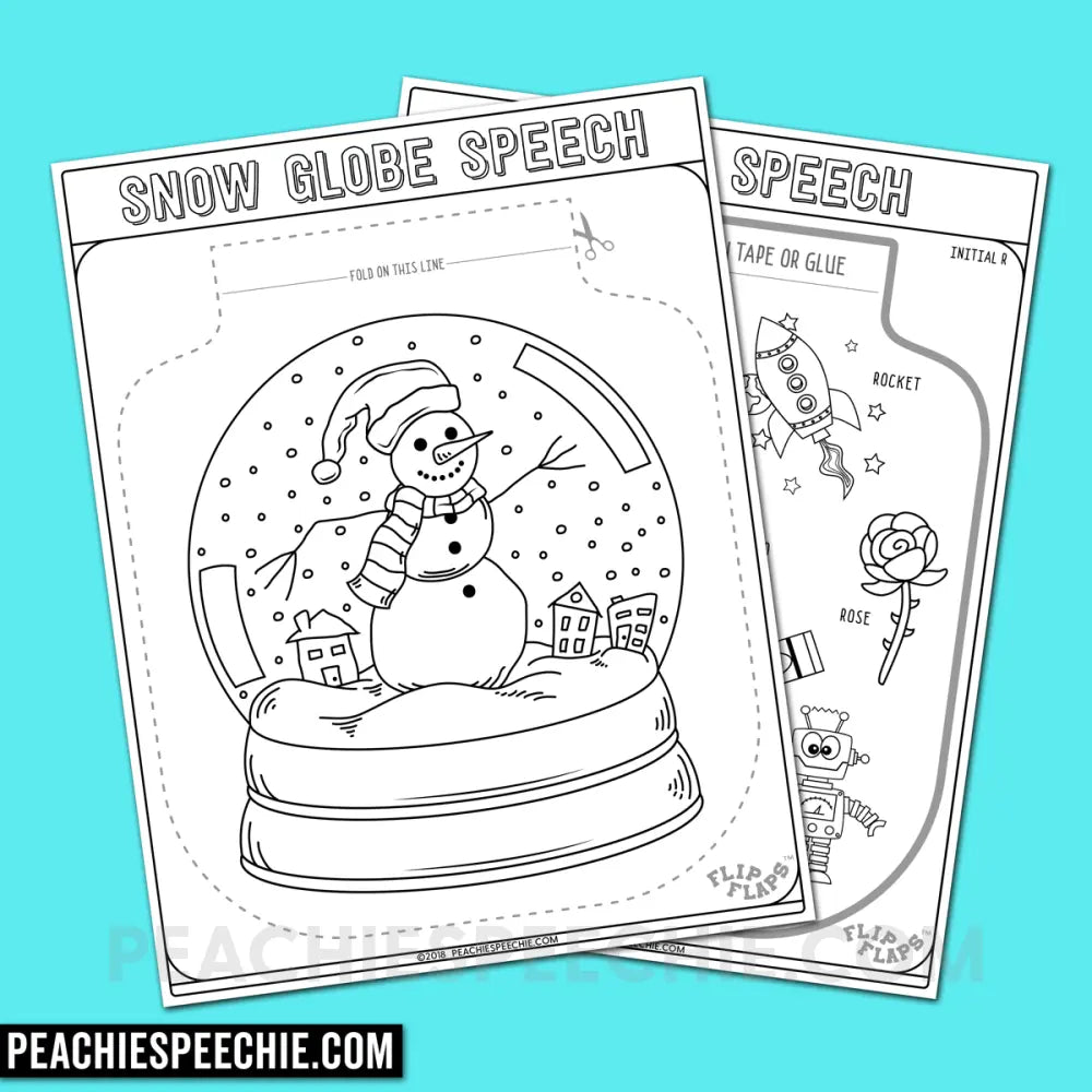 Snow Globe Speech and Language Flip Flap Craft - Materials peachiespeechie.com