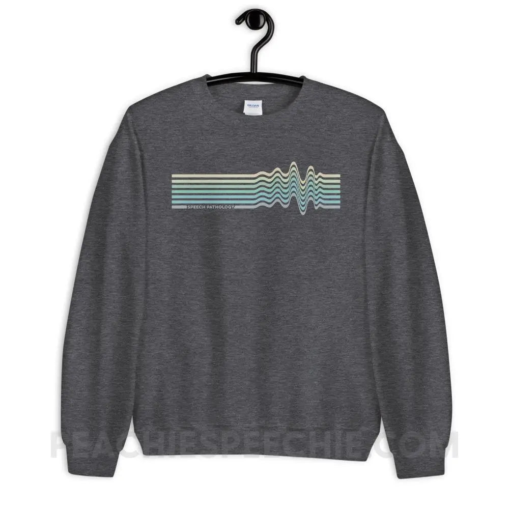 Sound Waves Classic Sweatshirt - Dark Heather / S - peachiespeechie.com