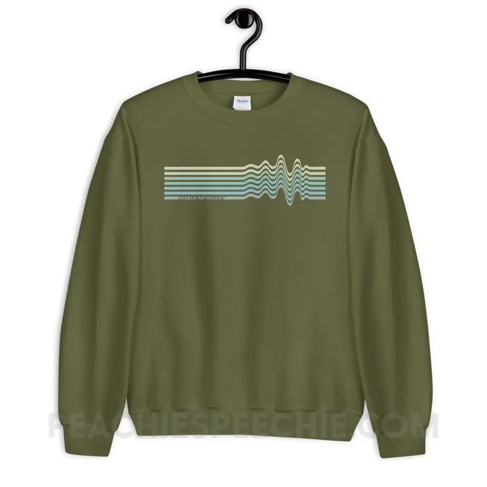 Sound Waves Classic Sweatshirt - Military Green / S - peachiespeechie.com