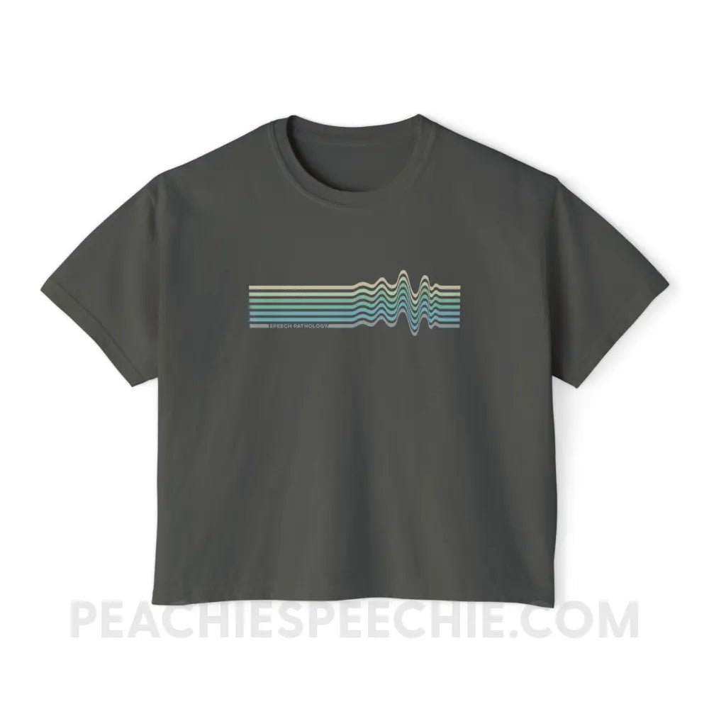 Sound Waves Comfort Colors Boxy Tee - Pepper / S - T-Shirt peachiespeechie.com