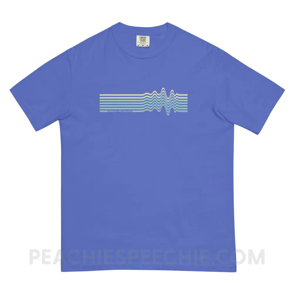 Sound Waves Comfort Colors Tee - Flo Blue / S - T-Shirt peachiespeechie.com