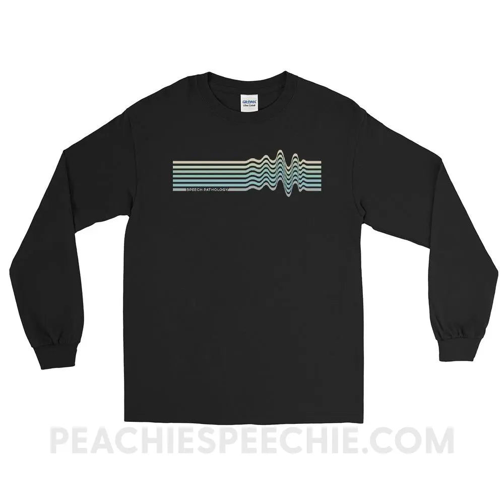 Sound Waves Long Sleeve Tee - Black / S - peachiespeechie.com