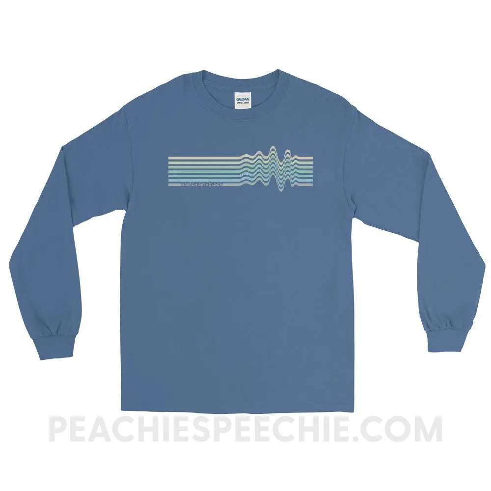 Sound Waves Long Sleeve Tee - Indigo Blue / S - peachiespeechie.com