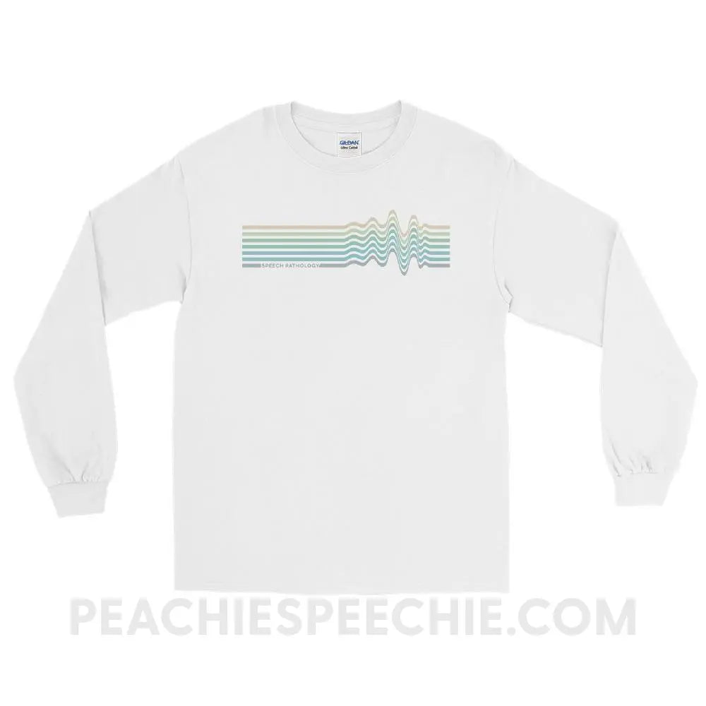 Sound Waves Long Sleeve Tee - White / S - peachiespeechie.com