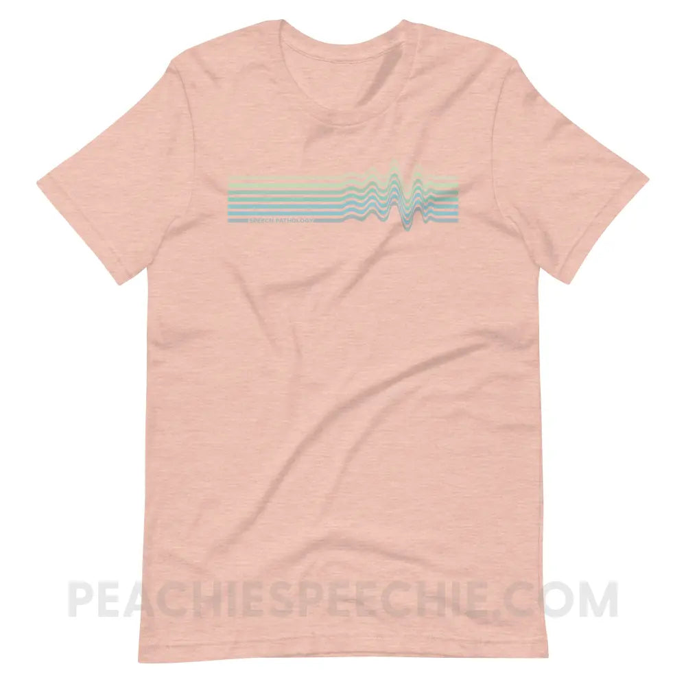 Sound Waves Premium Soft Tee - Heather Prism Peach / S - T-Shirt peachiespeechie.com