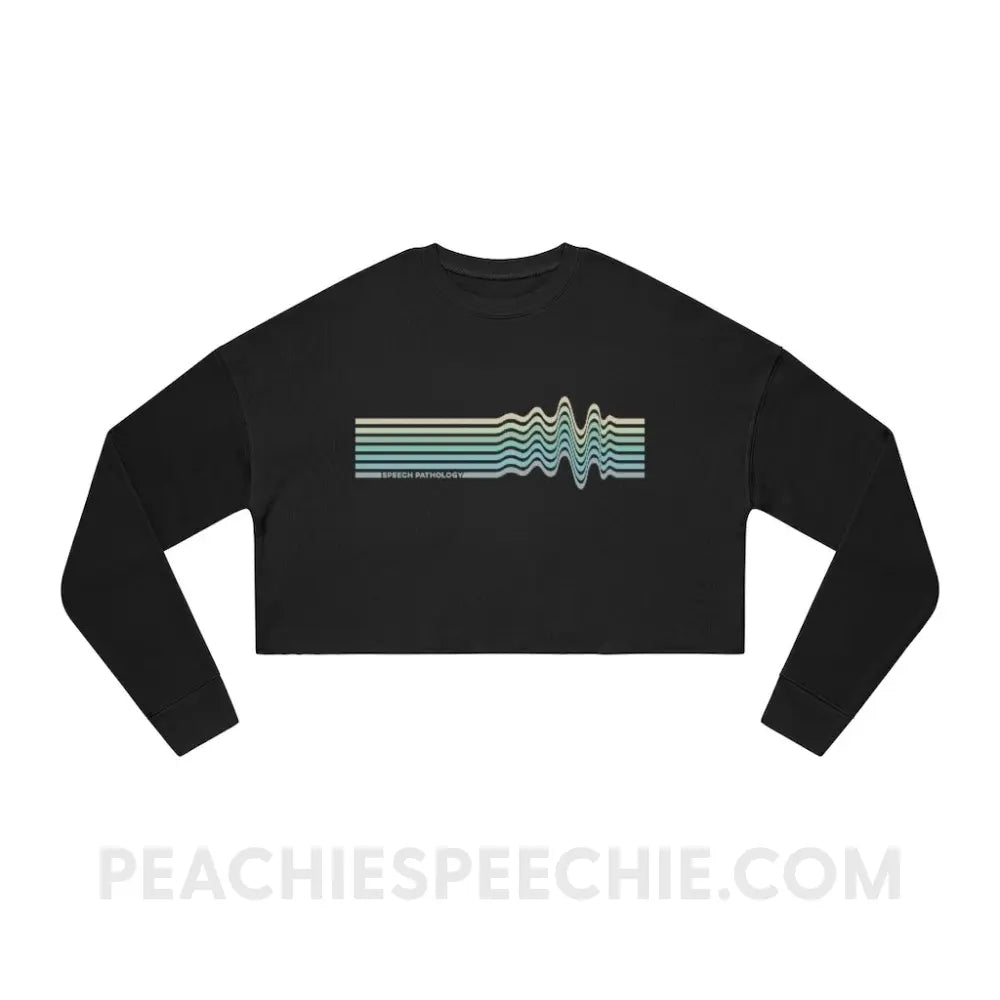 Sound Waves Soft Crop Sweatshirt - Black / S - peachiespeechie.com