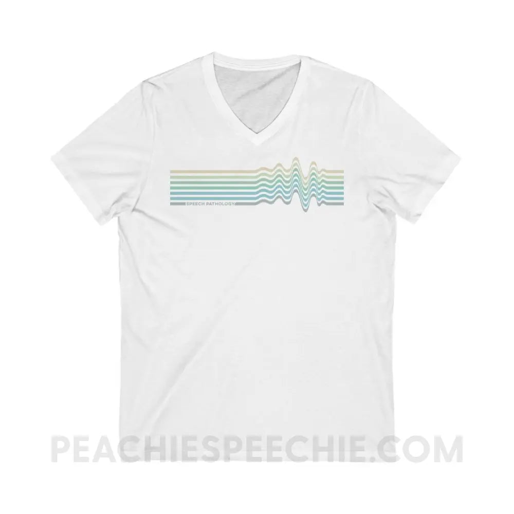 Sound Waves Soft V-Neck - White / S - V-neck peachiespeechie.com