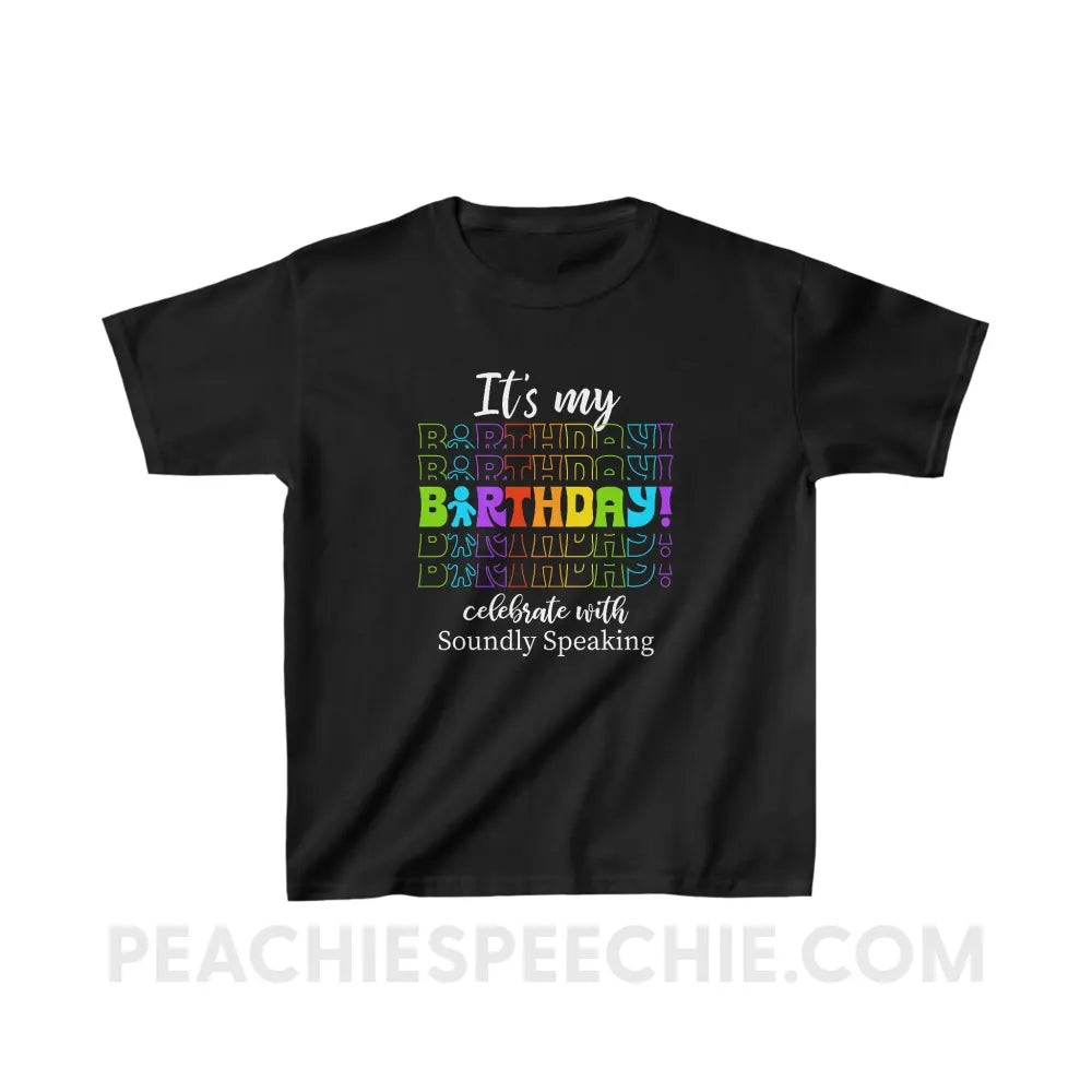 Soundly Speaking BIRTHDAY Youth Tee - Black / XS - Kids clothes peachiespeechie.com