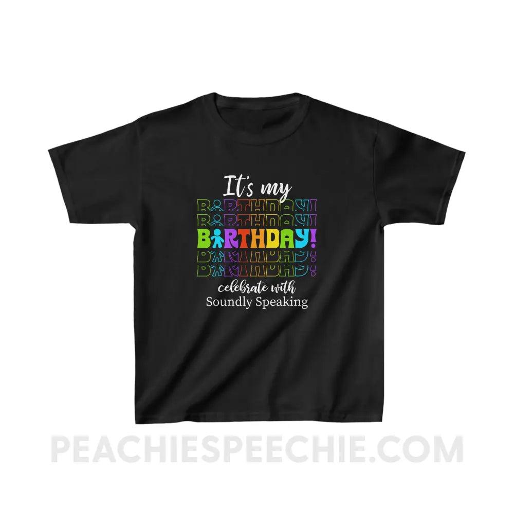 Soundly Speaking BIRTHDAY Youth Tee - Black / XS - Kids clothes peachiespeechie.com