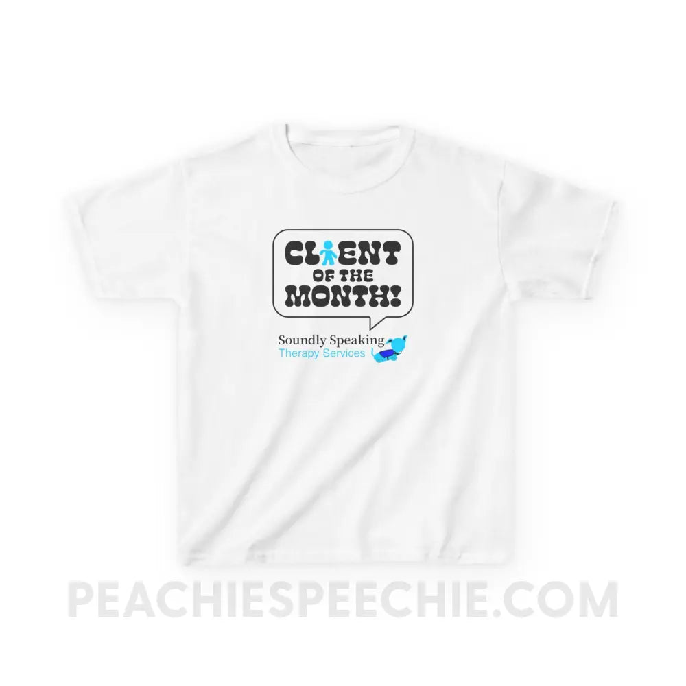 Soundly Speaking Client Of The Month Youth Tee - White / XS - Kids clothes peachiespeechie.com