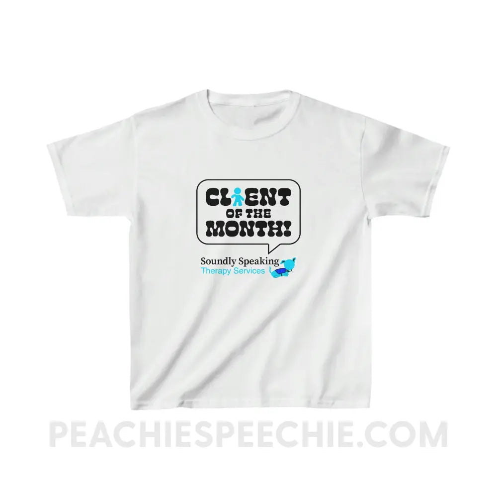 Soundly Speaking Client Of The Month Youth Tee - White / XS - Kids clothes peachiespeechie.com