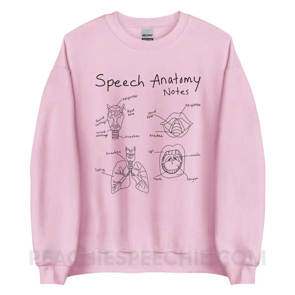 Speech Anatomy Notes Classic Sweatshirt - Light Pink / S - peachiespeechie.com