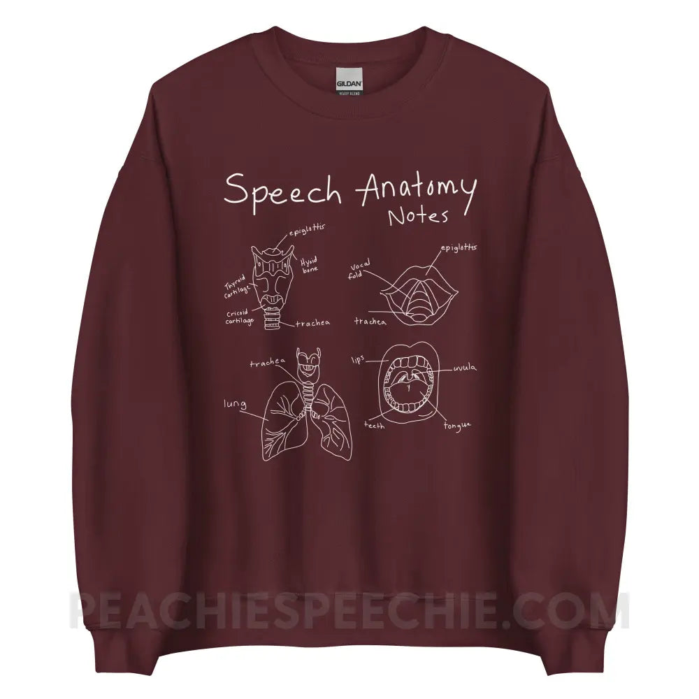 Speech Anatomy Notes Classic Sweatshirt - Maroon / S - peachiespeechie.com