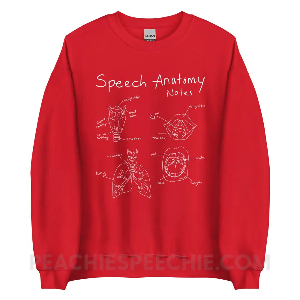 Speech Anatomy Notes Classic Sweatshirt - Red / S - peachiespeechie.com