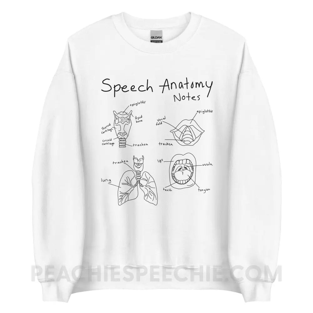 Speech Anatomy Notes Classic Sweatshirt - White / S - peachiespeechie.com