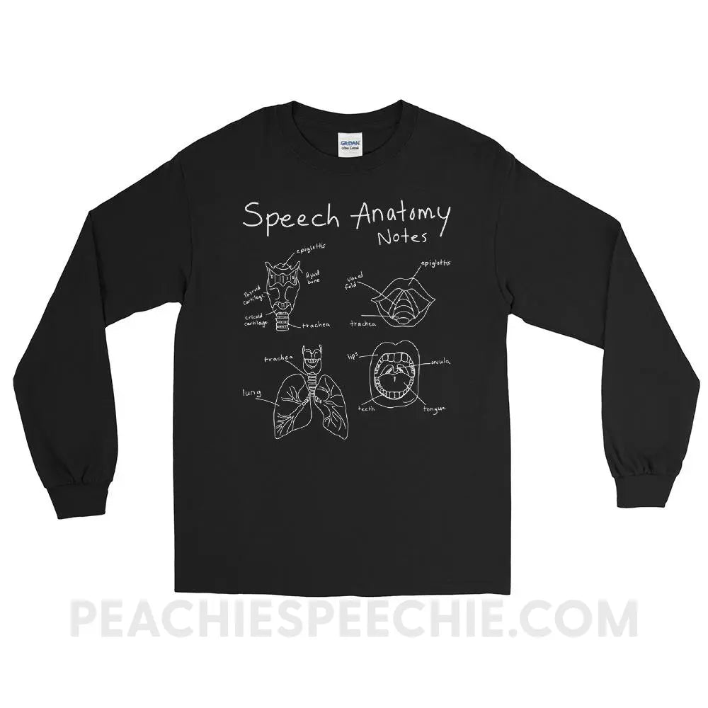 Speech Anatomy Notes Long Sleeve Tee - Black / S T - Shirts & Tops peachiespeechie.com