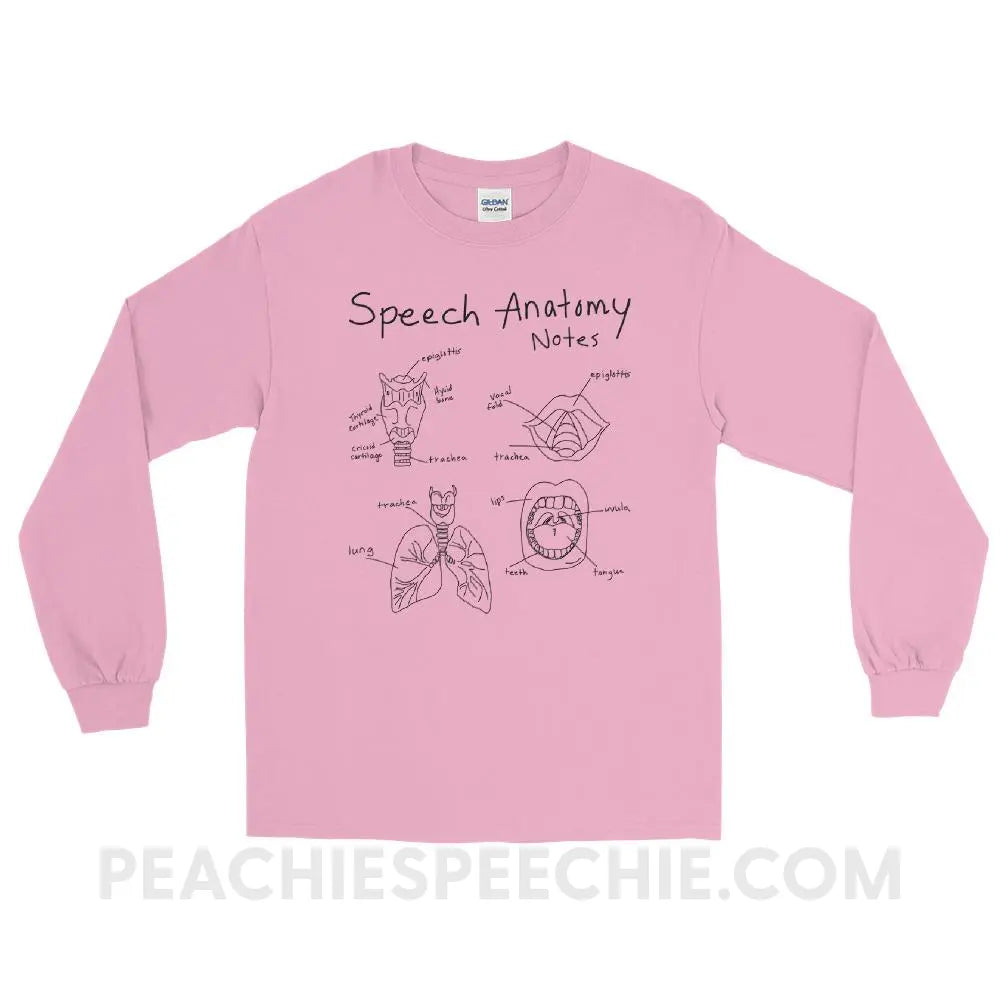 Speech Anatomy Notes Long Sleeve Tee - Light Pink / S T - Shirts & Tops peachiespeechie.com