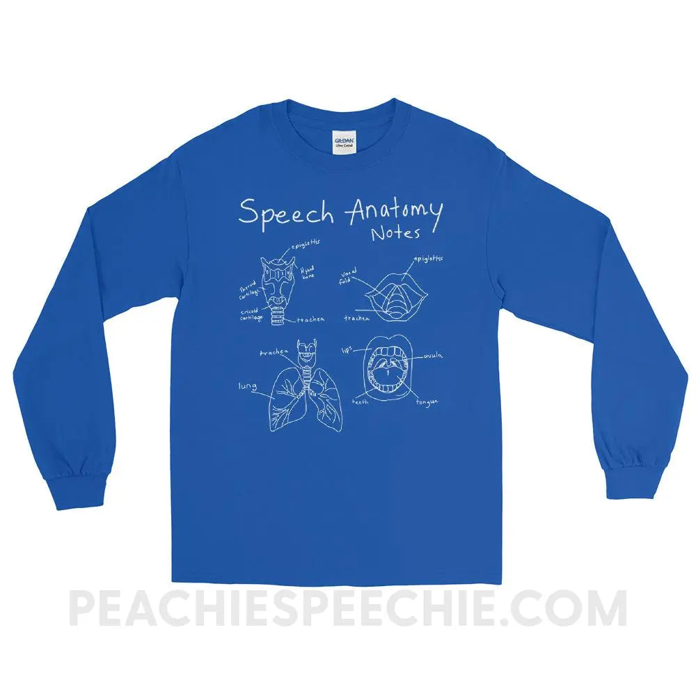 Speech Anatomy Notes Long Sleeve Tee - Royal / S T - Shirts & Tops peachiespeechie.com