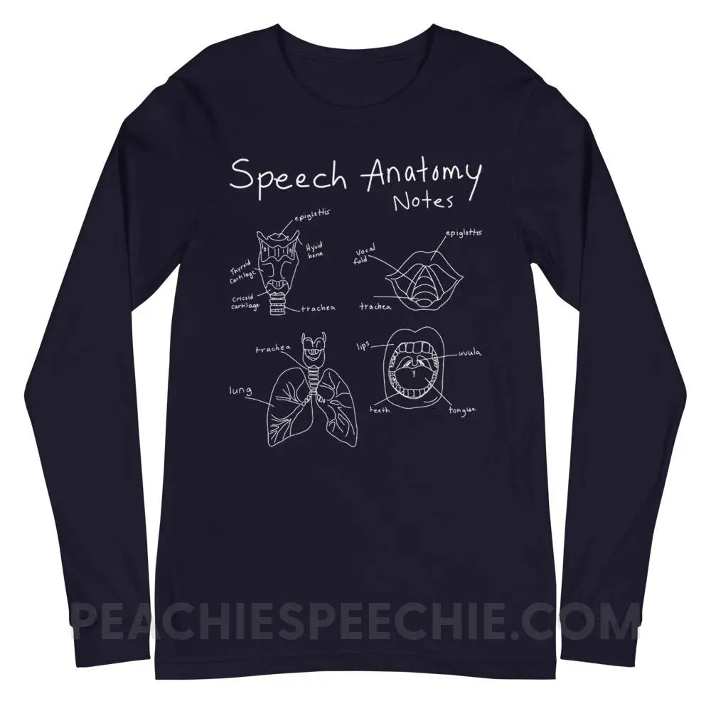 Speech Anatomy Notes Premium Long Sleeve - Navy / XS Shirts & Tops peachiespeechie.com