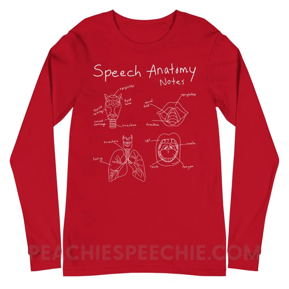 Speech Anatomy Notes Premium Long Sleeve - Red / XS Shirts & Tops peachiespeechie.com