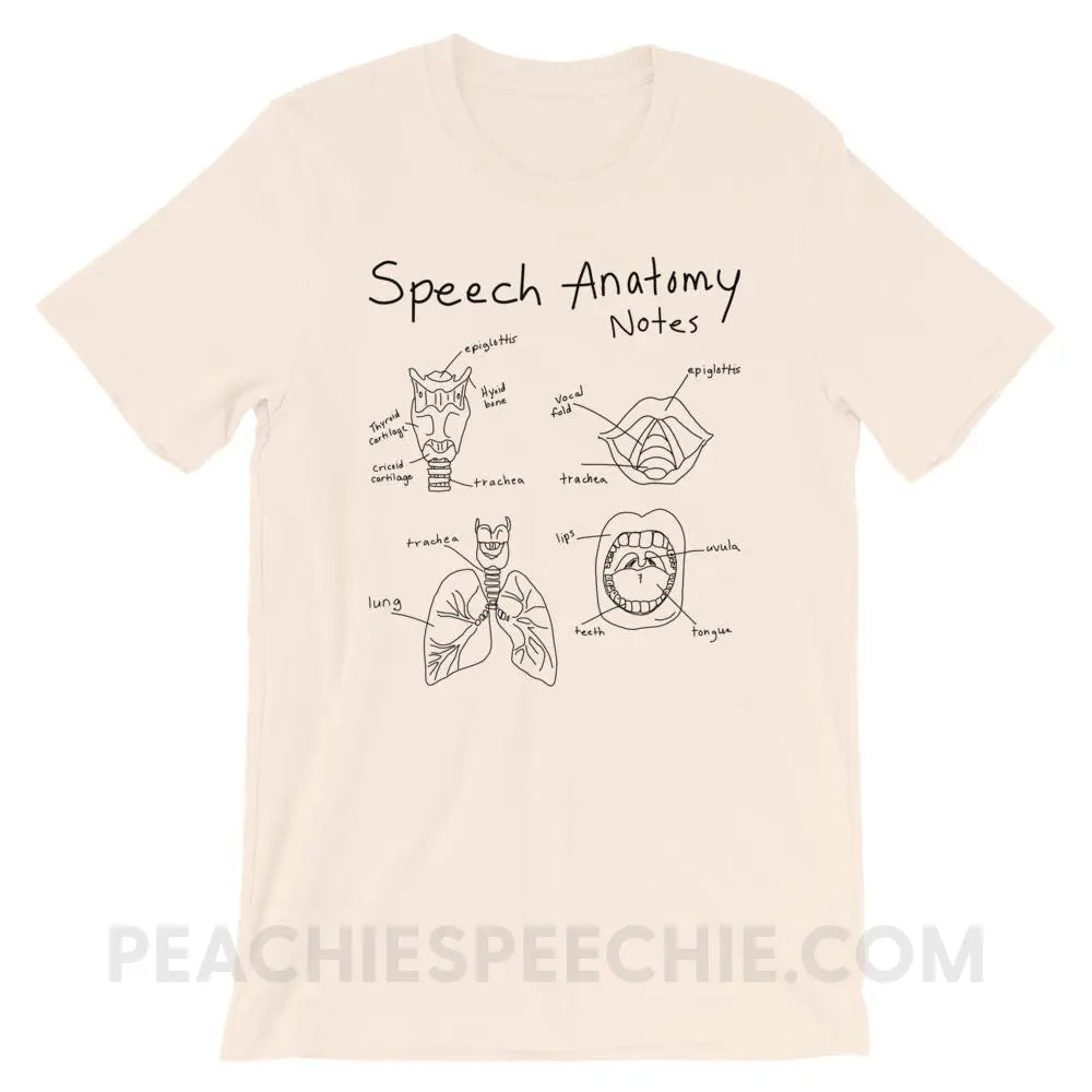 Speech Anatomy Notes Premium Soft Tee - Cream / S - T-Shirts & Tops peachiespeechie.com