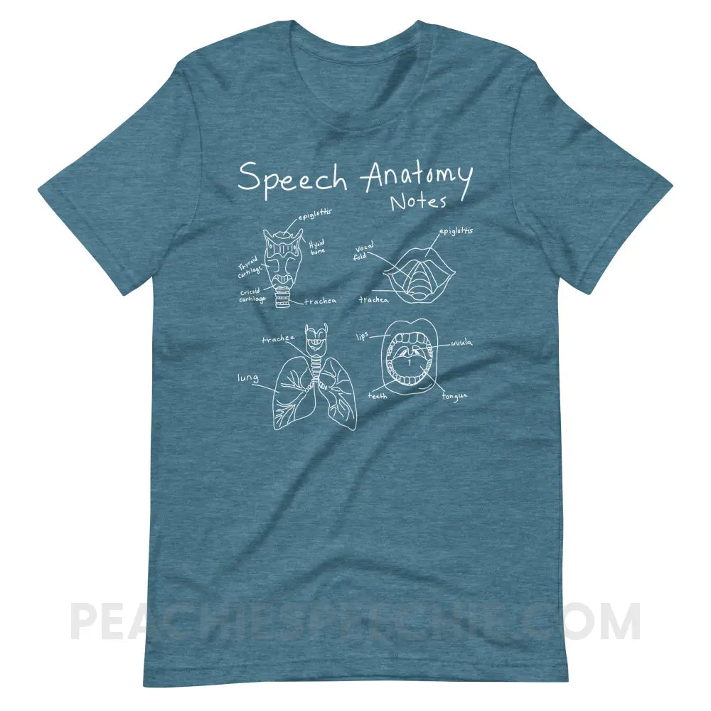 Speech Anatomy Notes Premium Soft Tee - Heather Deep Teal / S - T-Shirts & Tops peachiespeechie.com