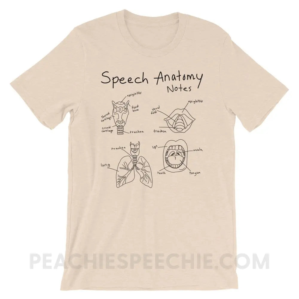 Speech Anatomy Notes Premium Soft Tee - Heather Dust / S - T-Shirts & Tops peachiespeechie.com