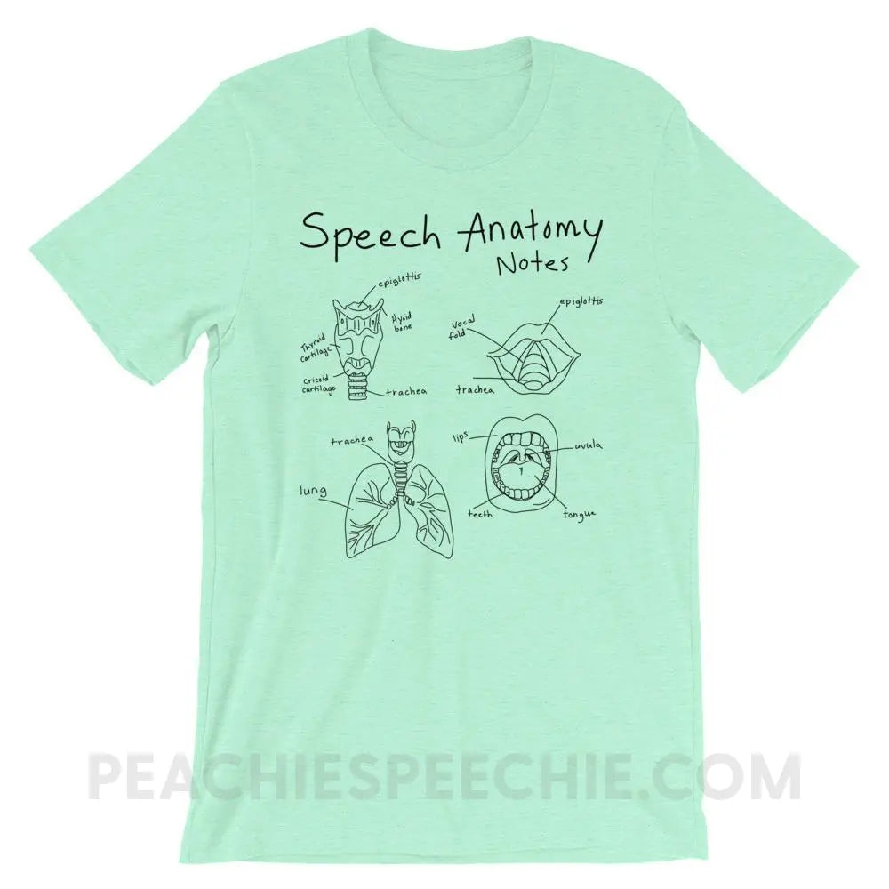 Speech Anatomy Notes Premium Soft Tee - Heather Mint / S - T-Shirts & Tops peachiespeechie.com