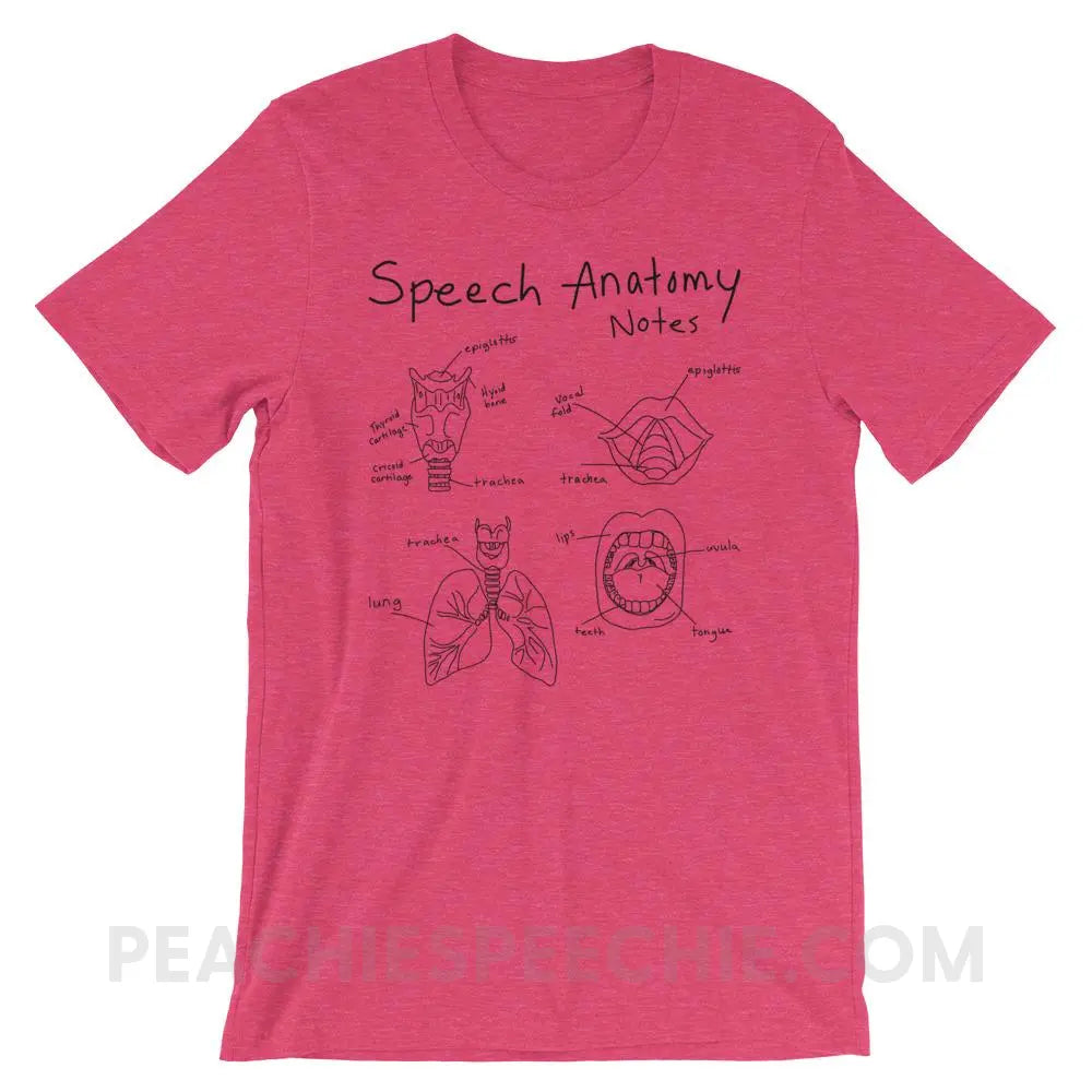 Speech Anatomy Notes Premium Soft Tee - Heather Raspberry / S - T-Shirts & Tops peachiespeechie.com