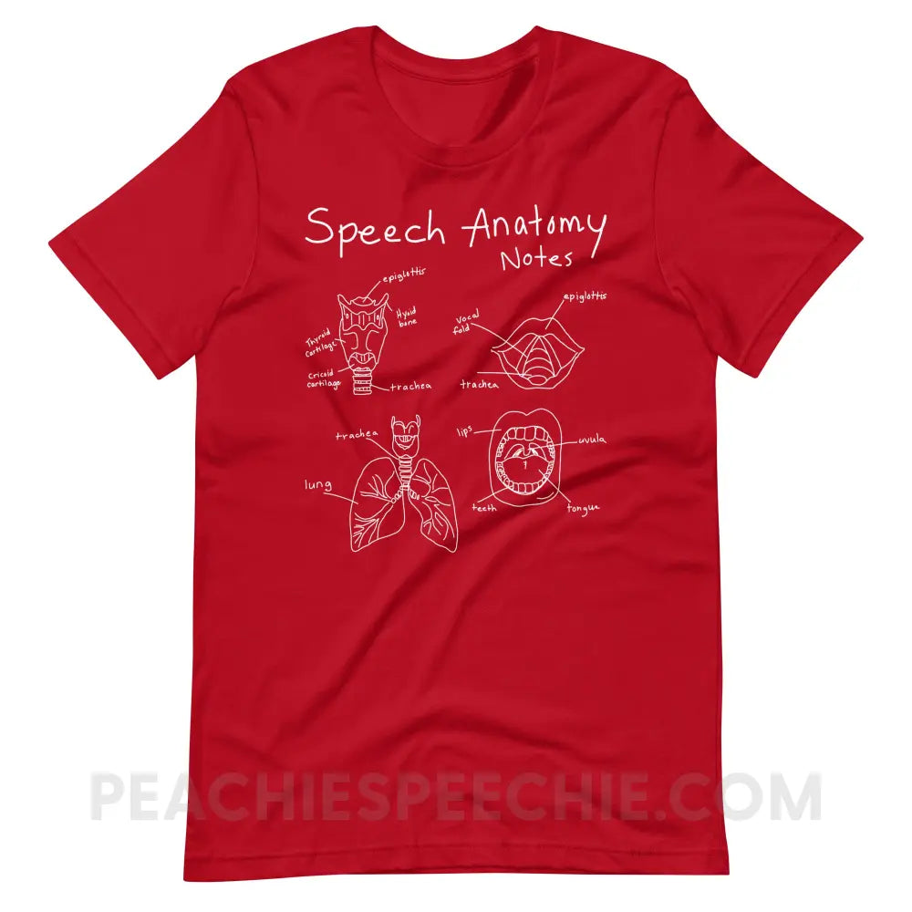 Speech Anatomy Notes Premium Soft Tee - Red / S - T-Shirts & Tops peachiespeechie.com