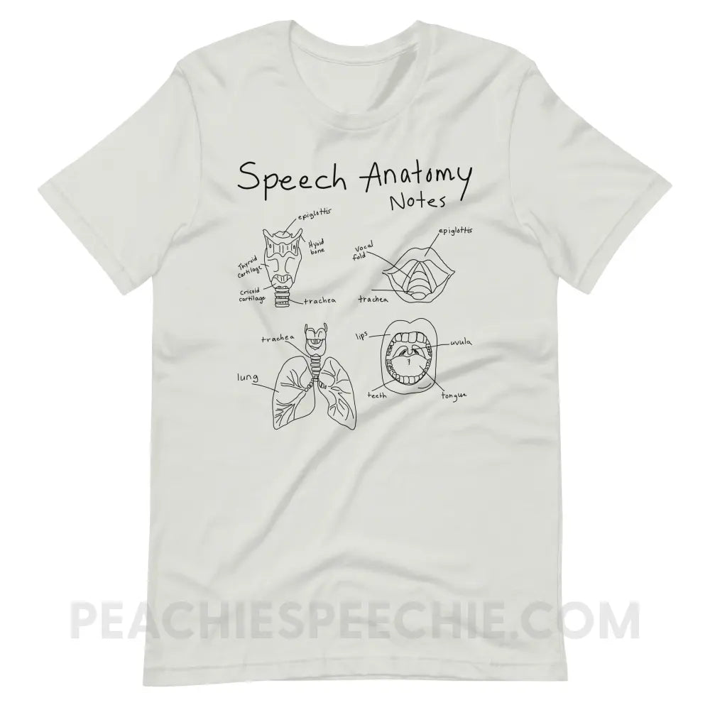 Speech Anatomy Notes Premium Soft Tee - Silver / S - T-Shirts & Tops peachiespeechie.com